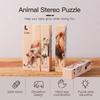 Wooden Animal Theme Block Puzzle Toy Matching Wooden Rotating Jigsaw  Party Favor Gift