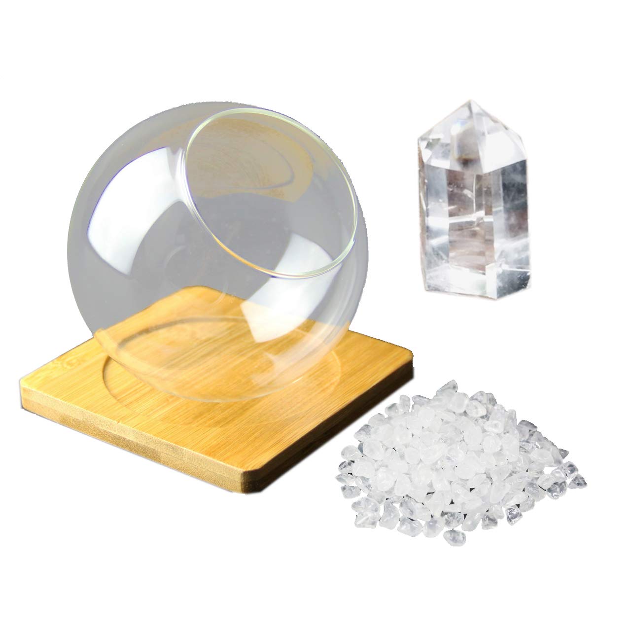 

Felimore Natural Quartz Crystals, Purifying Crystals, Healing Power Stones, Glass Container (Set of 3)