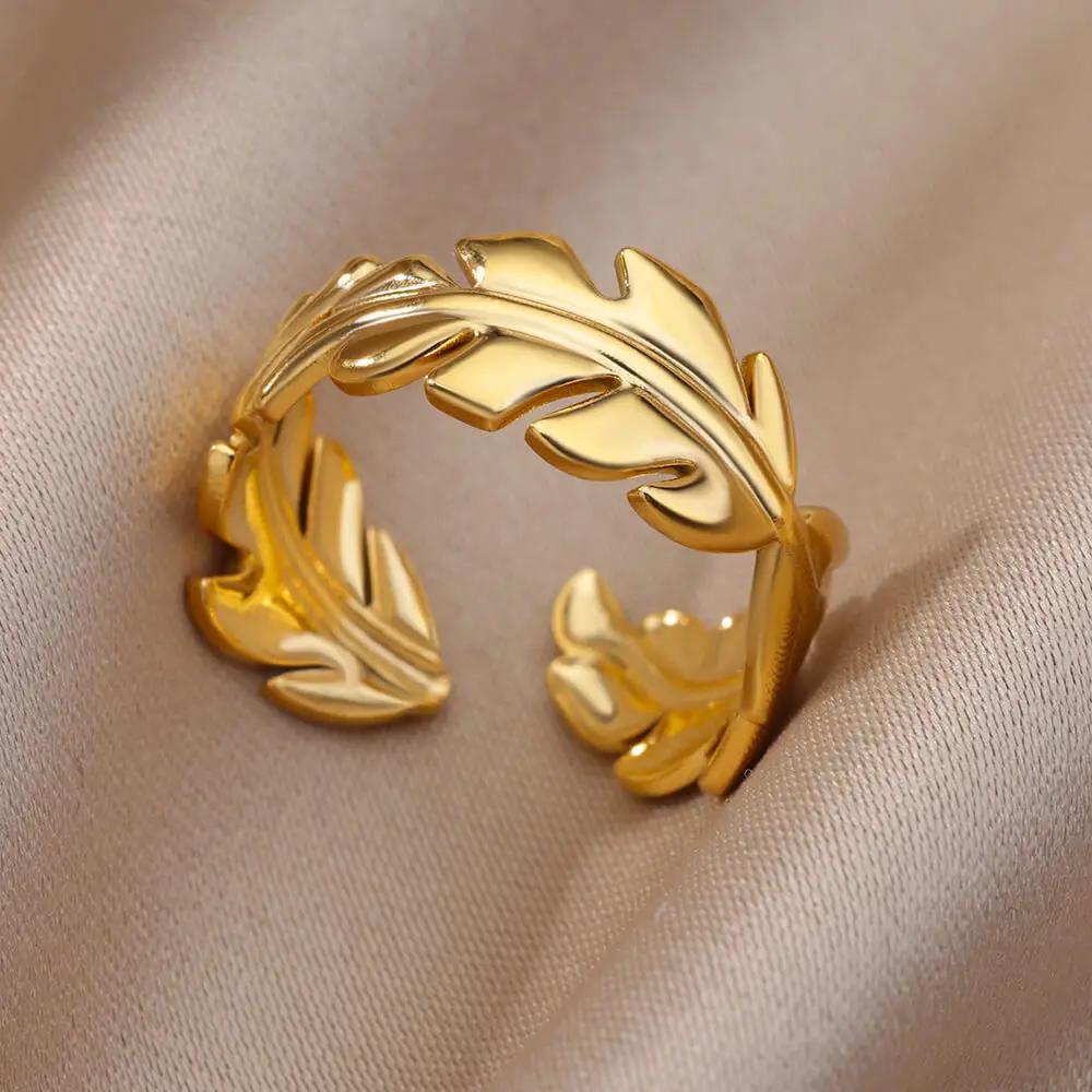 Stainless Steel Rings for Women Vintage Gold Color Geometric Ring Female Male Luxury Aesthetic Jewelry Accessories Gifts