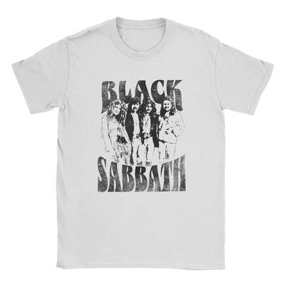 Officiële Zwarte Groepsfoto T-shirt Heren Britse Rockband Sabbathes Grappig Katoenen Tee Ronde Hals Korte Mouw T-shirt Cadeau merch