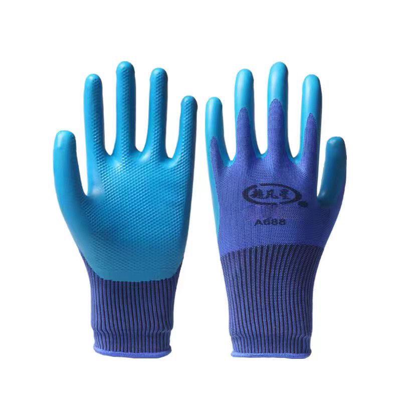 A688 Прочные нескользящие латексные рабочие перчатки - Водонепроницаемые, износостойкие, идеально подходят для строительства и защиты труда