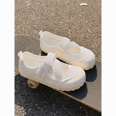 Flache Klettverschluss kleine weiße Schuhe Damen neu Sommer atmungsaktives Mesh vielseitige weiche Sohle Freizeitschuhe