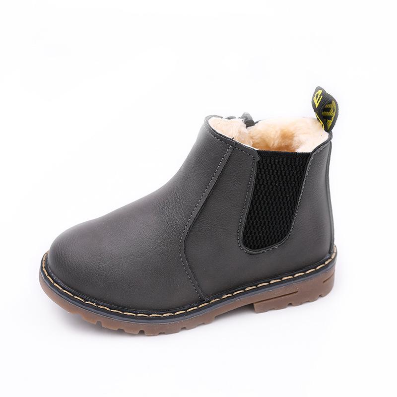 Herbst Kinder Schuhe PU Leder Wasserdichte Leder Stiefel Warme Kinder Schnee Stiefel Mädchen Junge Gummi Stiefel