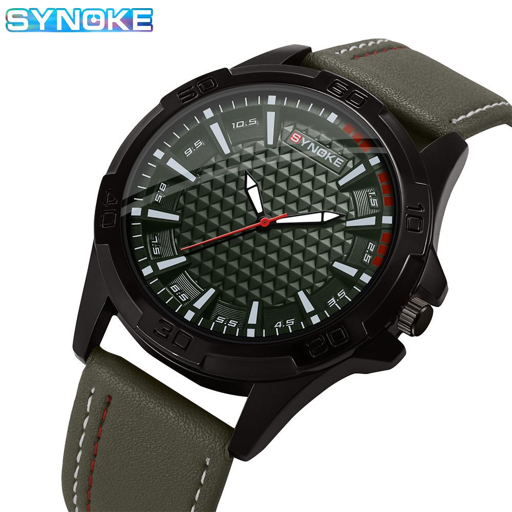 SYNOKE Retro Men's Quartz Watch, Alloy Case, Leather Strap - Fashion Sport Wristwatch, Ideal Student Gift