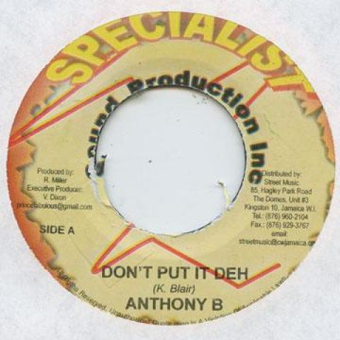 

7-дюймовая пластинка ANTHONY B - Don t Put It Deh Specialist 2008 Ямайка Регги, Ска и Даб