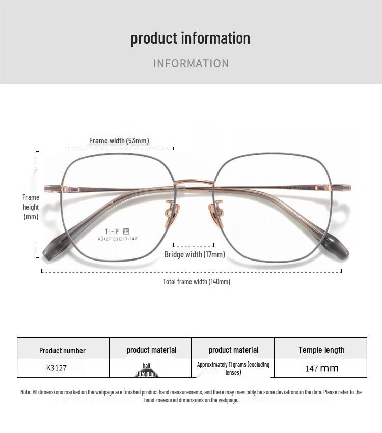 Keming Danyang Retro Eyeglass Frames: Large, Slimming, Unisex, Anti-Blue Light, Titanium, 3127