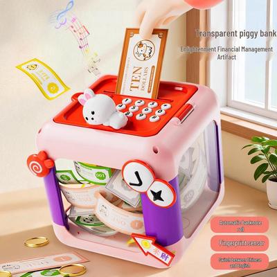 Tirelire pour enfants grande capacité dessin animé cochon avec déverrouillage par empreinte digitale - Cadeau de Nouvel An parfait pour les garçons et les filles