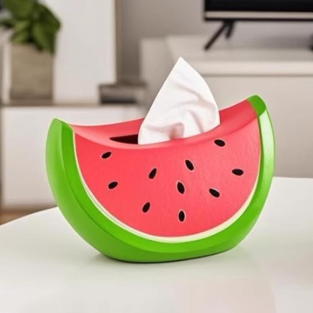 Model Toy Watermelon Tissue Box Fruit Decorative Watermelon Paper Storage Box Cartoon Colorful Watermelon Ornament Decoration
