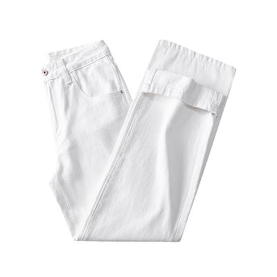 Cotton White Simple Jeans Men's High Sense Loose Straight Fashion Trendy Brand Drape Casual Pants