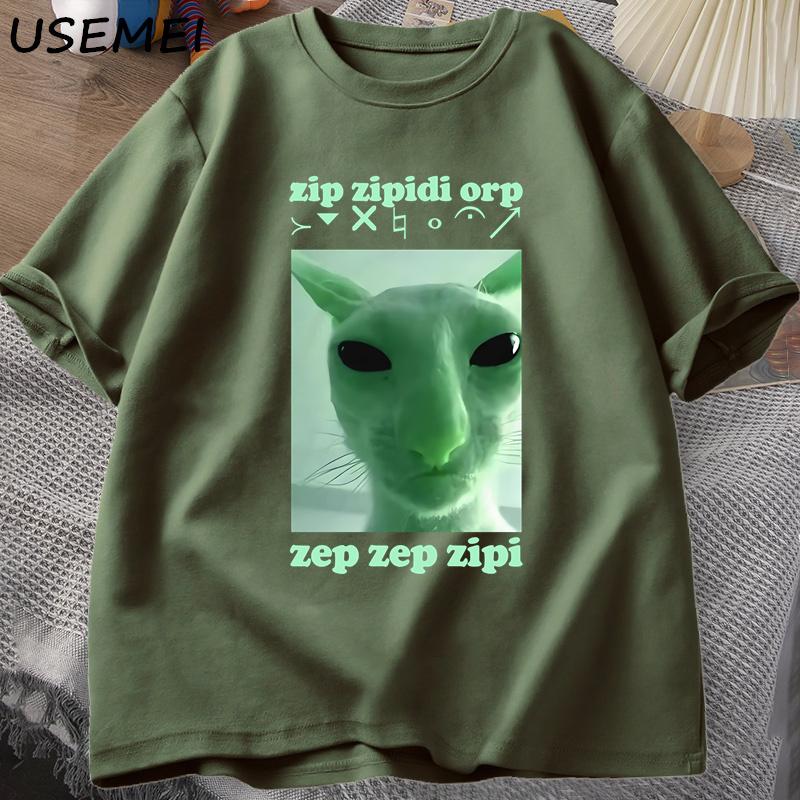 T-shirt Drôle Chat Alien Meme Dank pour Unisexe Femmes T-shirt Brainrot T-shirt Stupid Cringe Harajuku Unisexes T-shirts Coton Oversize