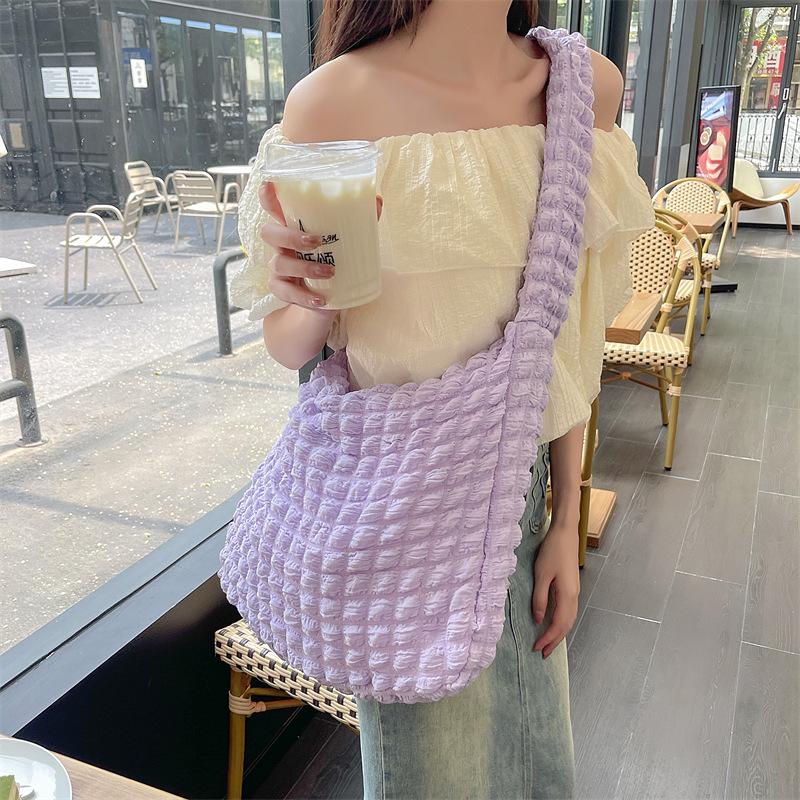 Bolsa Transversal e Tote Grande em Lona Estilo Japonês Nuvem Bolha para Estudantes