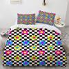 Plaid Duvet Cover Queen Bedding Set for Boys Girls Kids Women Men Modern Geometric Colourful Grid Plaid Polyester Comforter Set