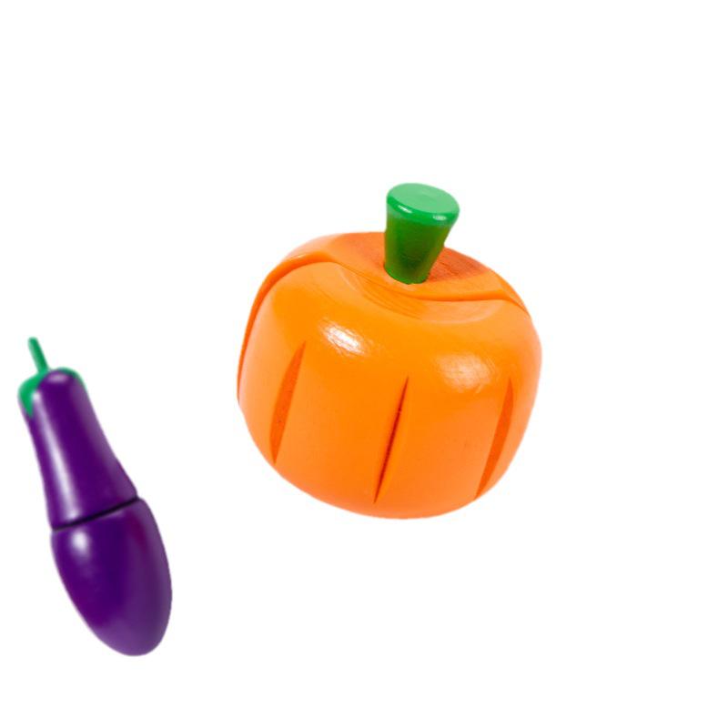 Wooden Pretend Play Fruit & Veggie Cutting Set for Kids - Educational Kitchen Toy
