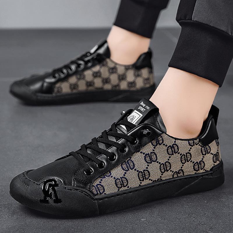 Lyxiga Svarta Herrars Vulkaniserade Skor Rea Stadssneakers Mode Platta Skateboard Sneakers Herr Komfort Designade Casual Skor För Herrar