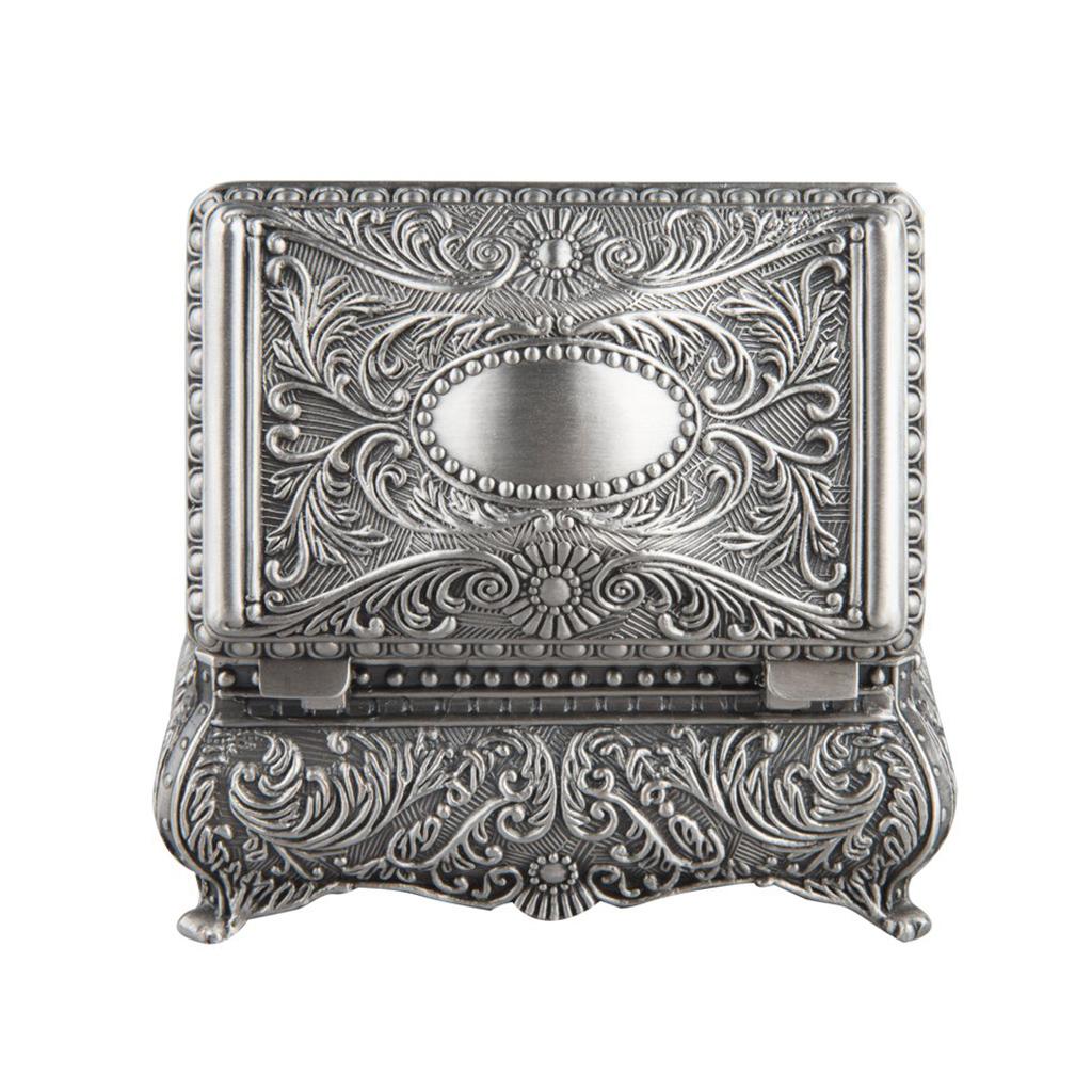 Antiker Metall-Schmuckorganizer mit metallisch floral gravierter Schmuckschatulle Dekorative Schmucktruhe Aufbewahrung für Etui
