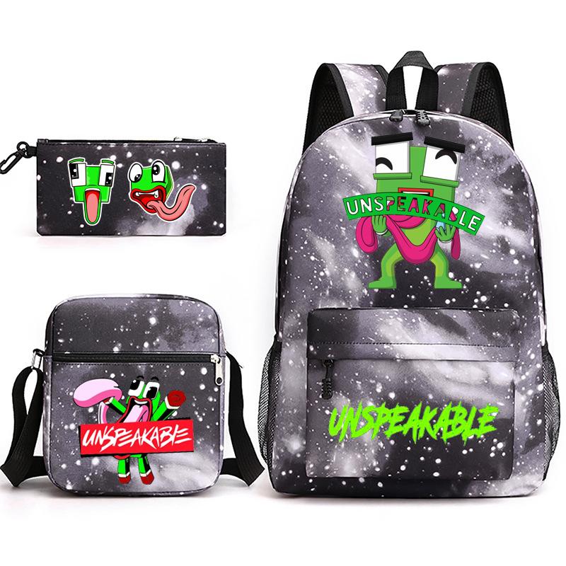 Zaino Inspeakable Set da 3 Pezzi, Zaino Studente di Grande Capacità con Borsa Pranzo e Astuccio, Resistente all'Acqua, Durevole