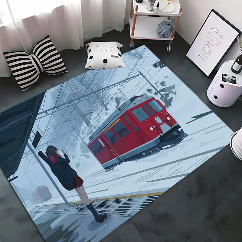 

3D HD Printing Anime Train Carpet Anti-slip Decor for Living Room Childrens Bedroom Sofa Doormat Floor Tapete Alfombra 40x60cm (16x24in)