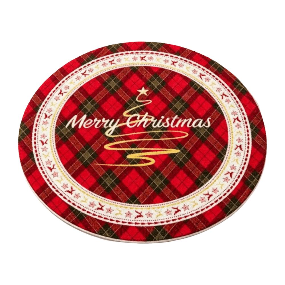 Reindeer Christmas Rug 2D Flat Printed Round Carpet Holiday Decor Christmas Doormat Party