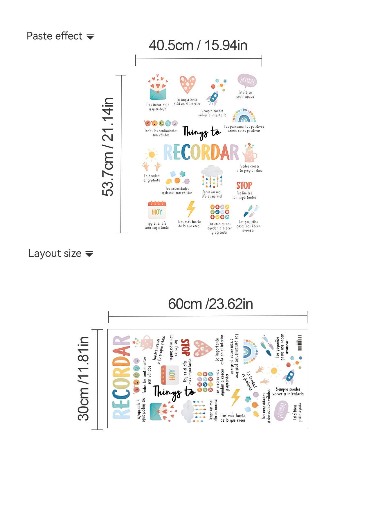 

Spanish Things To Remember Kids Wall Sticker Art Spanish Office Decor Spanish or English Calming Corner Baby Room Decor