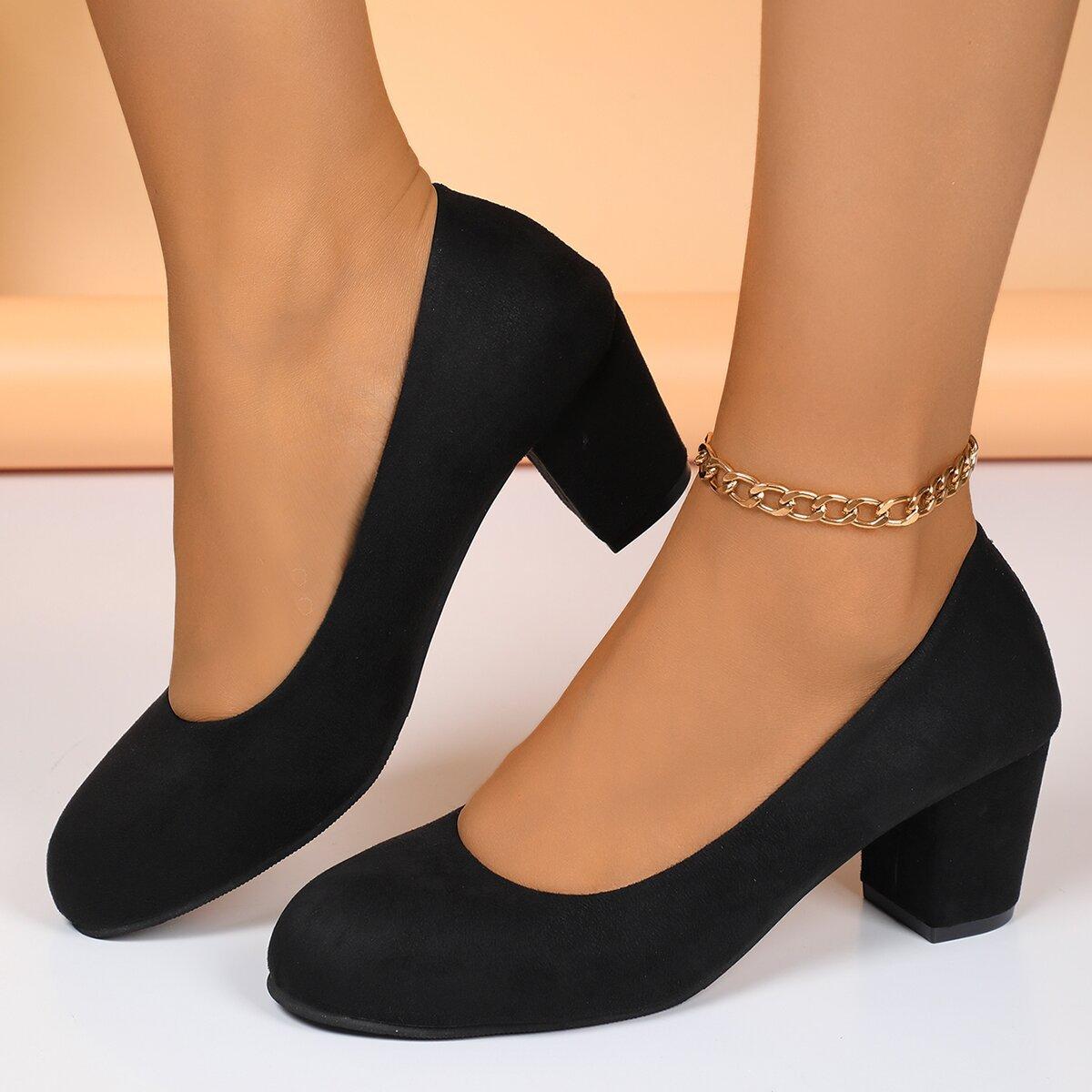 

Large size high heels women s 2025 new spring thick heel work single shoes suede foot shoes female manufacturer 42 чорний