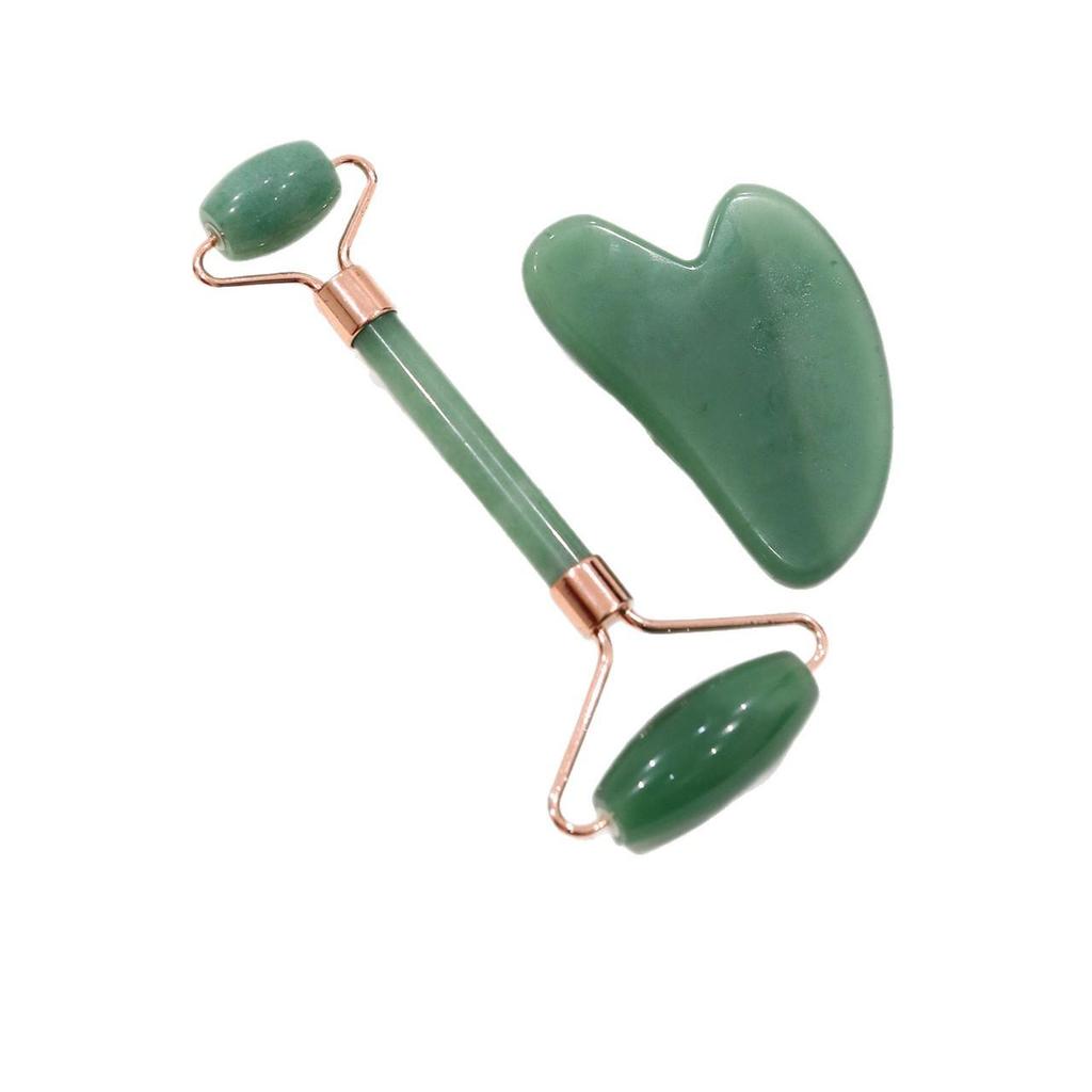 Jade Roller & Heart Plate Set - Dongling Jade Face Massager for Skin Care