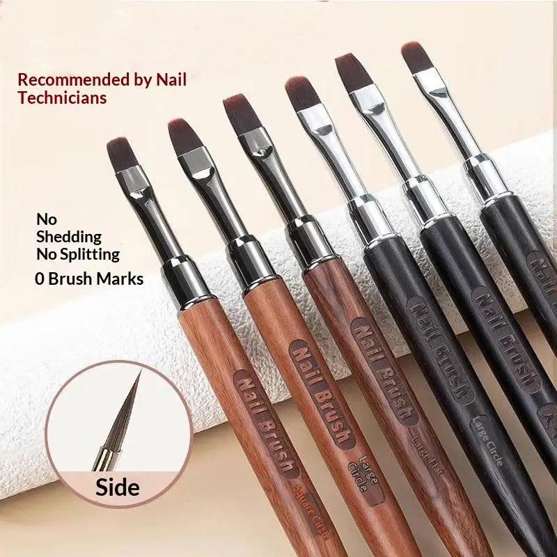 Wood Gel Painting Brush Nail Construct Acrylic Brush For Manicure DIY Builder Tool Brush Pen Professional Gel False Tip Pen