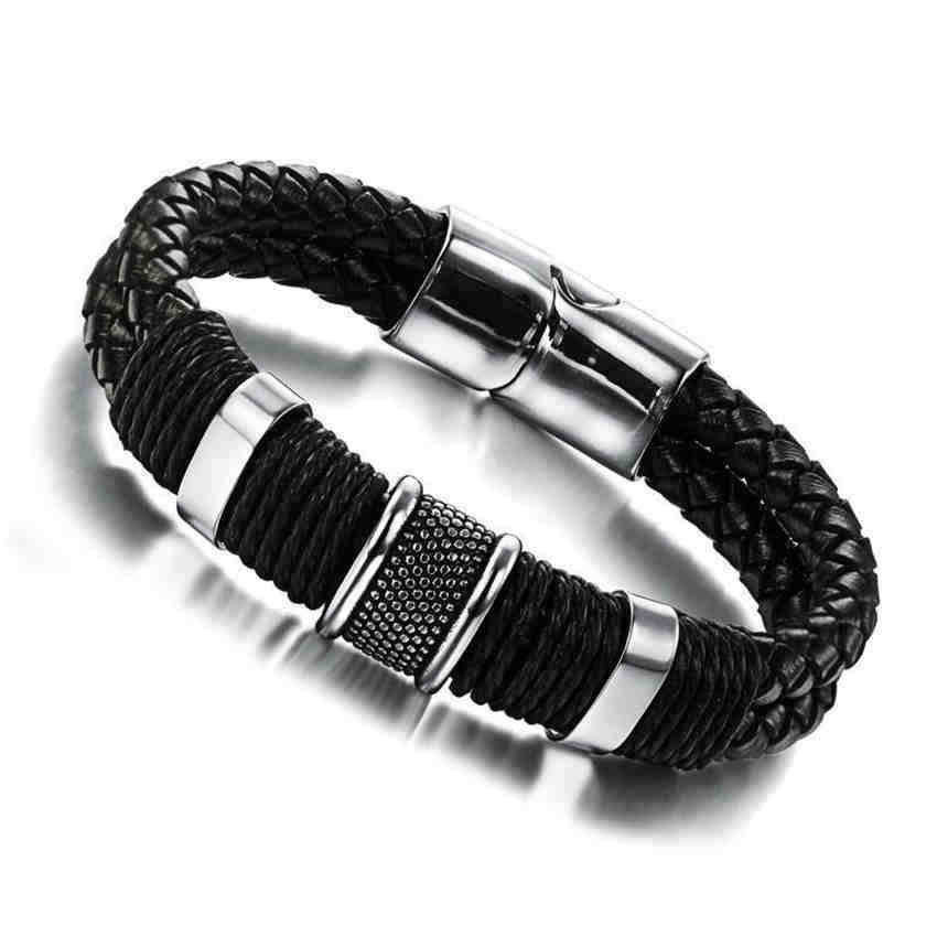 

Personality Men Joker Woven Bracelet Fashion Males Leather Bracelet Accessories Boyfriend Gift чорний