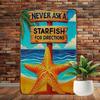 Never Ask A Starfish for Directions Humorous Metal Sign   Durable Iron Wall Art Tropical Beach Decor with Trees  Ocea