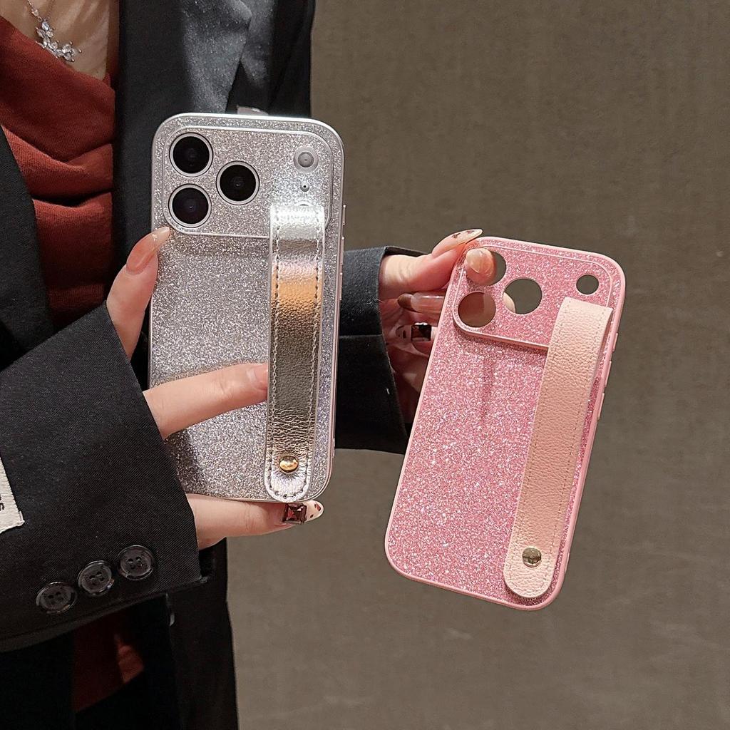 Luxury Glitter Anti-Fall iPhone 17 Pro Max Case with Wrist Strap and Full Coverage Compatible with iPhone 16