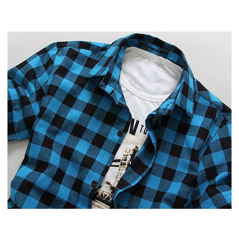 Plaid Shirt Summer Fashion Men's Short-sleeved Plaid Shirt