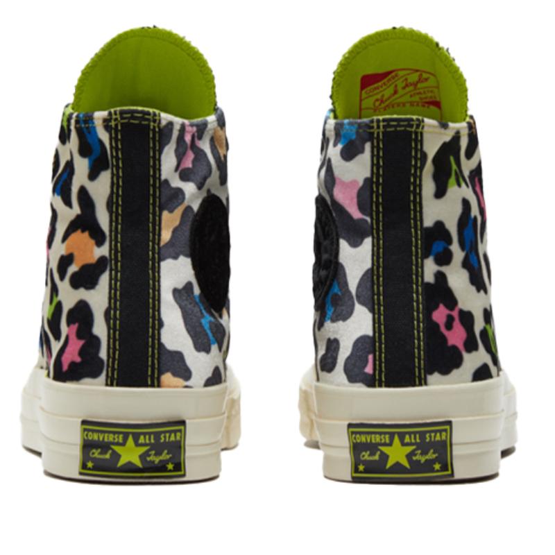 Converse Anni '70 Chuck Taylor All Star Stampa Leopardo Tendenza Scarpe Alte Espadrillas Donna Colore Bianco e Nero
