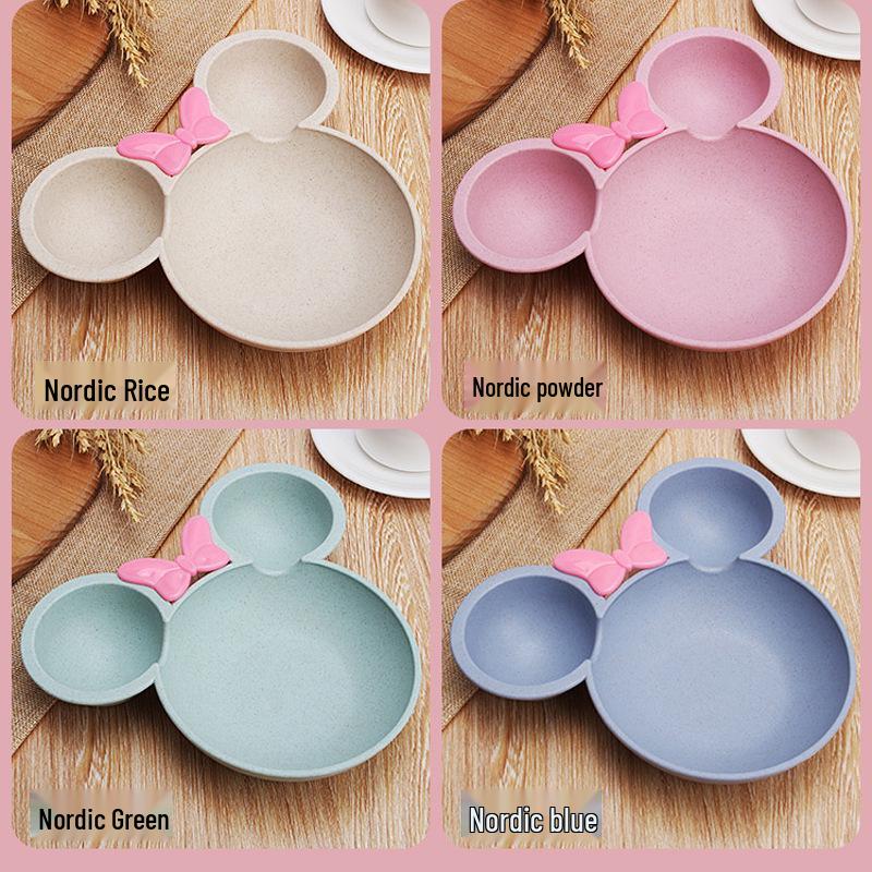 Kids' Wheat Straw Divided Plate - Cartoon Design, Creative Mealtime Tableware, Ideal for Kindergarten & Personalized Gifts