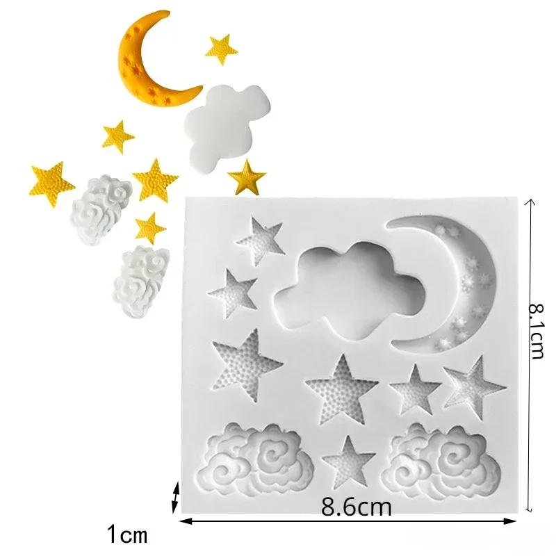 1PC Moon Stars Clouds Cake Decoration Mould DIY Chocolate Silicone Mould Candy Pastry Icing Utensils Kitchen Baking Molds