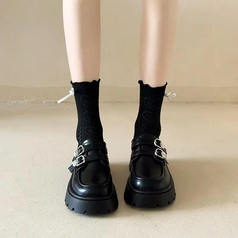 Autumn Fashion Shoes for Women Platform Casual Woman Pumps British Style Oxfords Round Toe Female Footwear Preppy New Retro