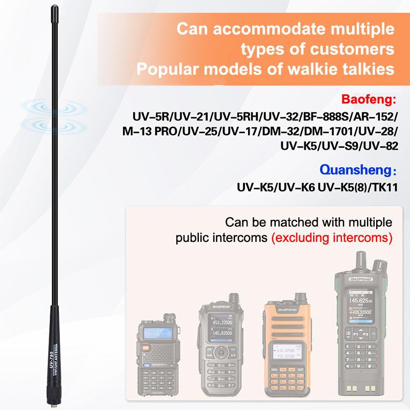 Ar-795 Sma-F Female Dual Band Vhf/Uhf 136-174Mhz/400-520Mhz Soft Antenna Ar-795 For Uv-5R Uv-82 Bf-888S Walkie Talkie Ar-795