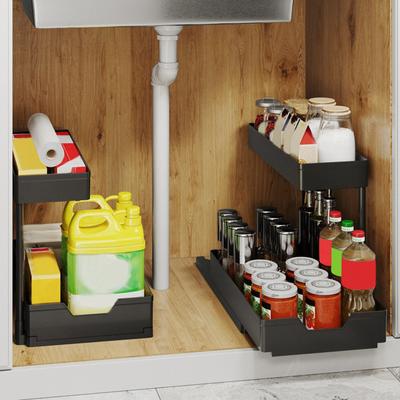 Pull Out Countertop Spices Rack Kitchen Sink Disassembly Storage Double Layer Storage Rack Spices Storage Rack