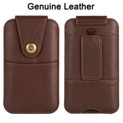 Universal Cow Genuine Leather Belt Clip Mobile Phone Case Pouch For iPhone 16 15 13 Pro Max Samsung S25 S24 S23 S22 Redmi Men Waist Bag Holster Cover