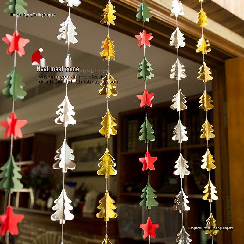 Christmas Hanging Paper Flower Curtain for Windows and Doors