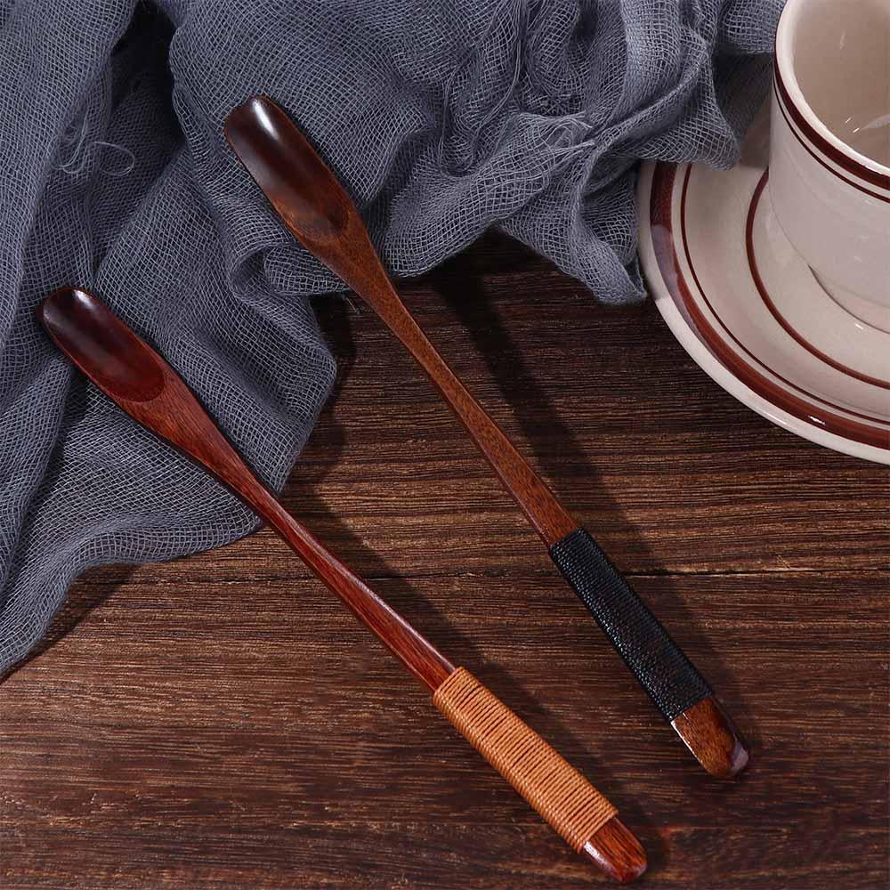 Cake Sugar Mixing Stirring Wooden Long Handle Espresso Spoon Stirrer Coffee Scoop Teaspoon