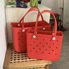 XL Extra große Strandtasche EVA-Gummi Wasserdicht Strand Reise Picknick Aufbewahrungskorb Damen Einkaufshandtasche Sac Jelly Einkaufstasche