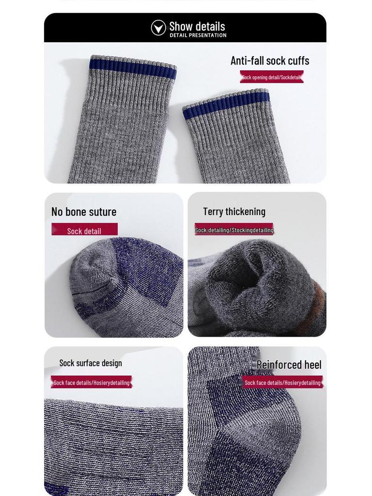 Mid-Calf Snow Mountain Thick Merino Wool Ski Socks - 90% Wool for Outdoor Sports