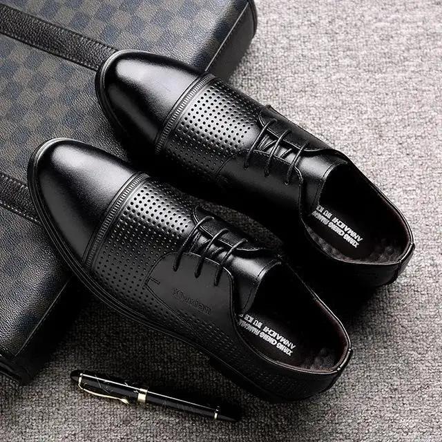Casual Men's Soft Leather Upper Breathable Hollow out Design Summer New Formal Low Heel Slip-On