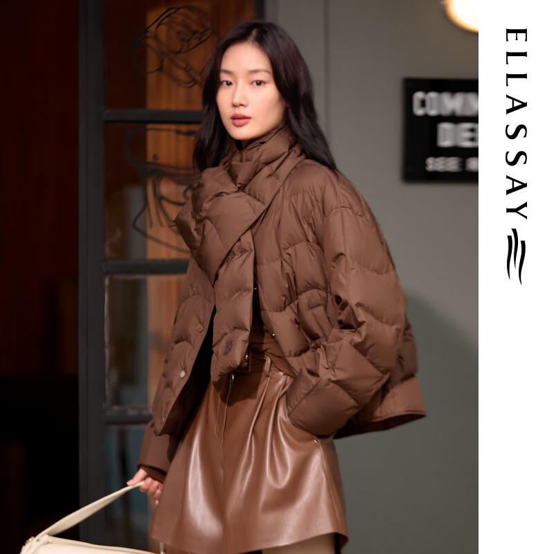 ELLASSAY 2025 Winter Goose Down Puffer Jacket with Matching Scarf