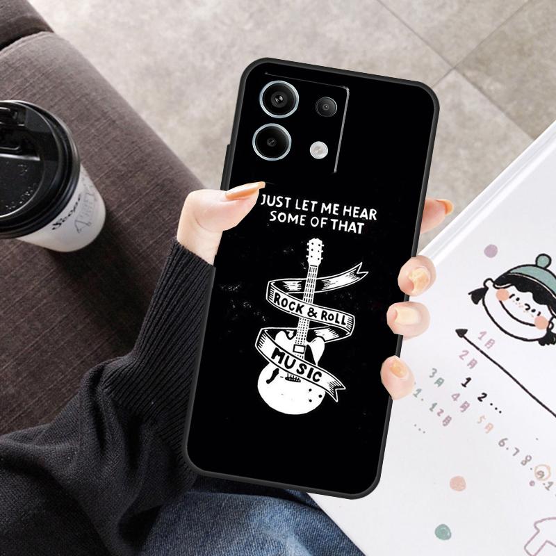 Rock Music Instrument Guitar Cover For Xiaomi Redmi Note 11 10 12 13 14 Pro 11S 12S Case For Redmi 10C 13C 12C 14C 15 C