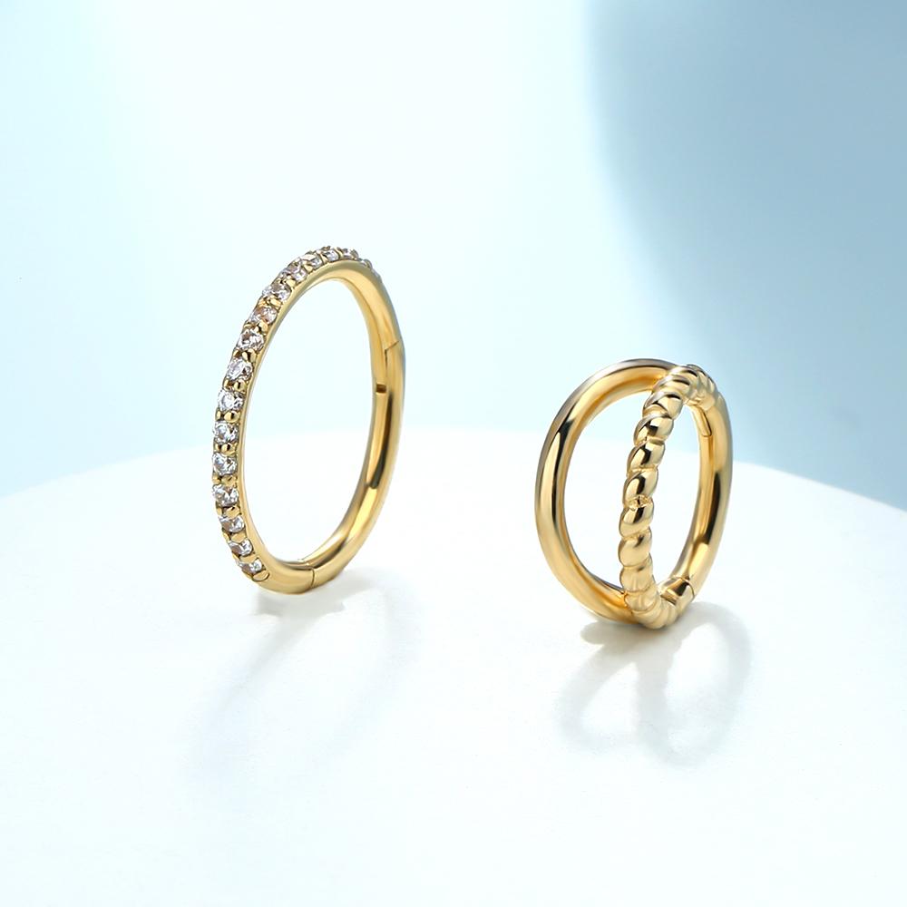 Fashion Jewelry 14K Gold Piercings Labret Big Hoop Nose Stud Rings CZ Cubic Zircon Navel Belly Ring Earing Diamond Ear Stud