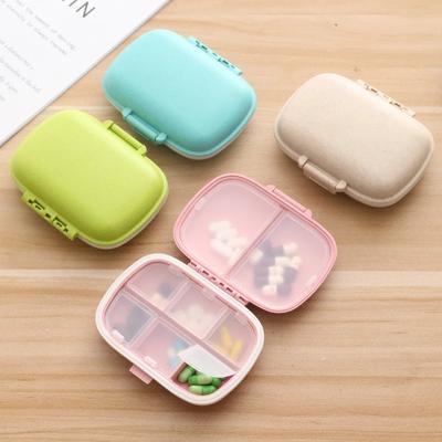 Mini Pastillero Portátil de 8 Compartimentos Organizador de Medicamentos de Viaje Contenedor de Trigo Sellado para Almacenamiento de Tabletas Dispensador para Medicamentos