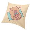 Soft Cute Capybara Chilling And Drinking Bubble Tea Throw Pillow Cover Home Decorative Square Cushion Cover 40X40Cm Pillowcover