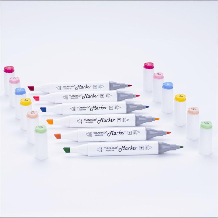 Double-Ended Marker Pen Set: 36/48 Colors, Oil & Alcohol-Based Ink for Hand-Painting.