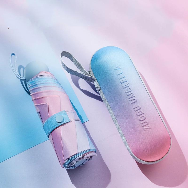 

Мини-зонт с градиентом, сверхлегкий солнцезащитный зонт для женщин, карманный капсульный зонт от солнца и дождя двойного назначения