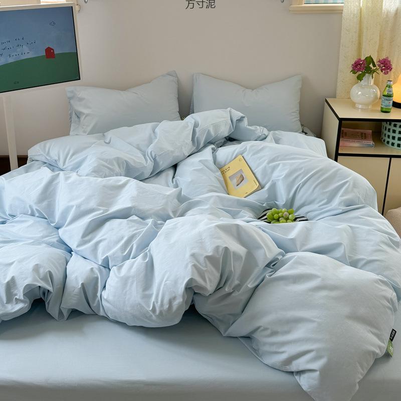 Class A Maternal And Infant Grade Ultra-Soft Double-Color Washed Cotton 4Pcs Set, Bed Sheet Quilt Cover, Student Dormitory 3Pcs Set, Bed Hat Factory